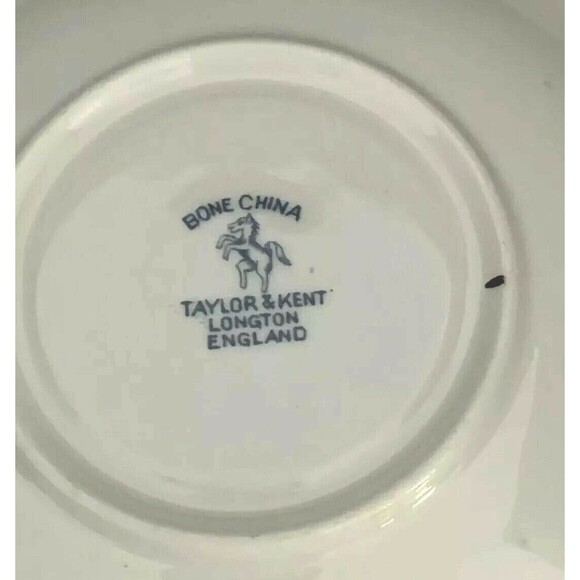 Bone China Cup & Saucer Taylor Kent Longton Scalloped Edge 1940s England - Picture 7 of 8